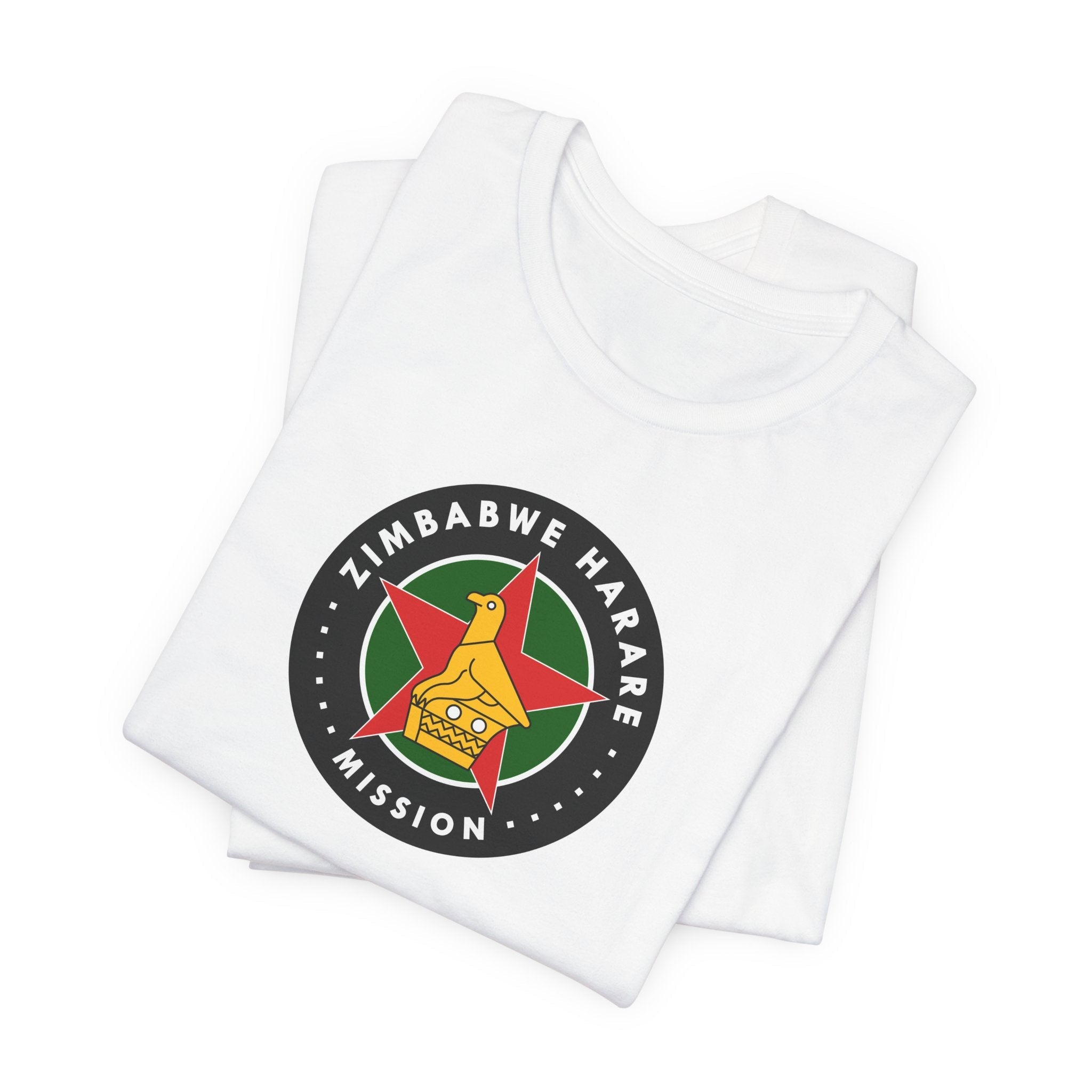 Zimbabwe Harare Mission Flag Logo (Black Border) T-shirt - Mission Wishlist - LDS Missionary Gift Store