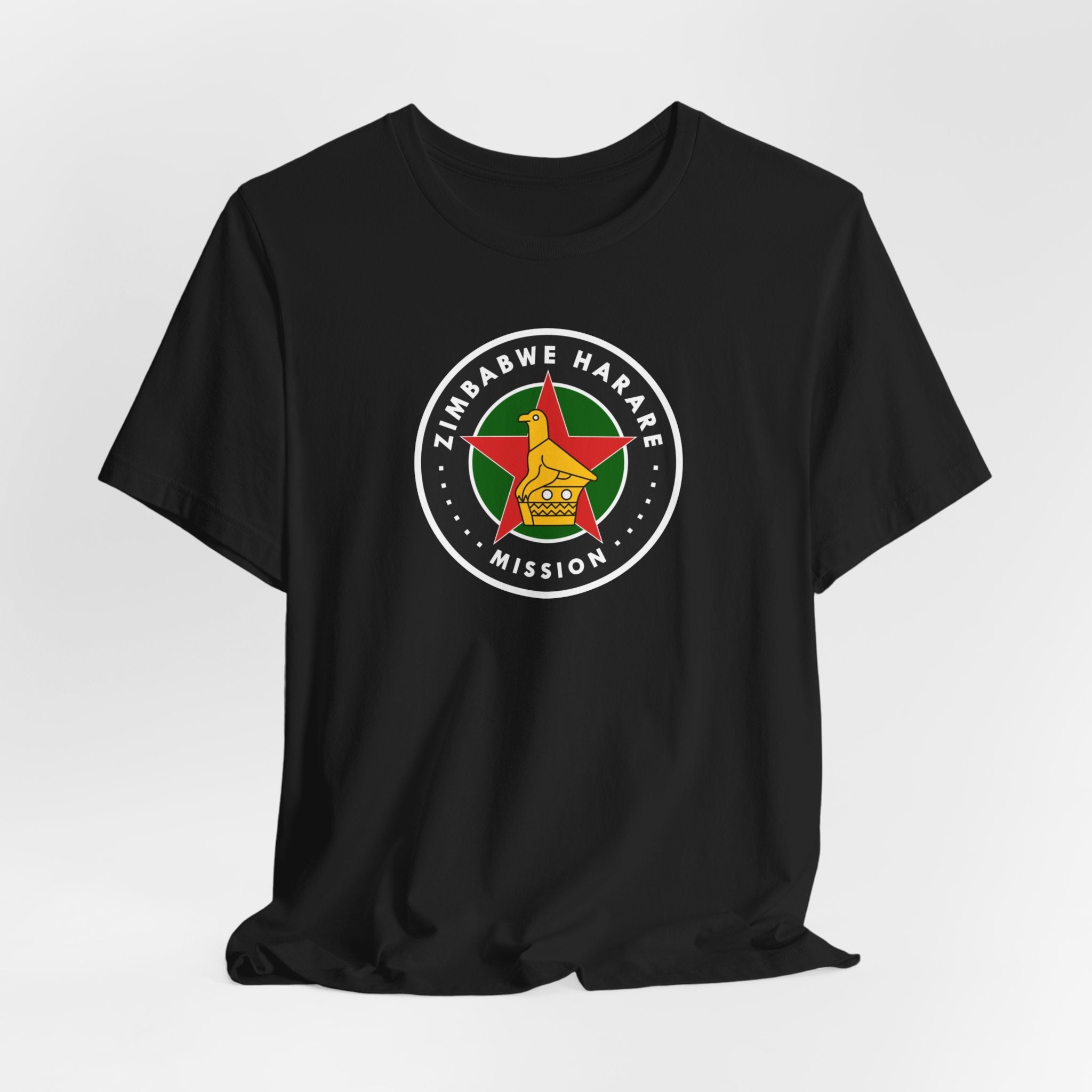 Zimbabwe Harare Mission Flag Logo (Black Border) T-shirt - Mission Wishlist - LDS Missionary Gift Store