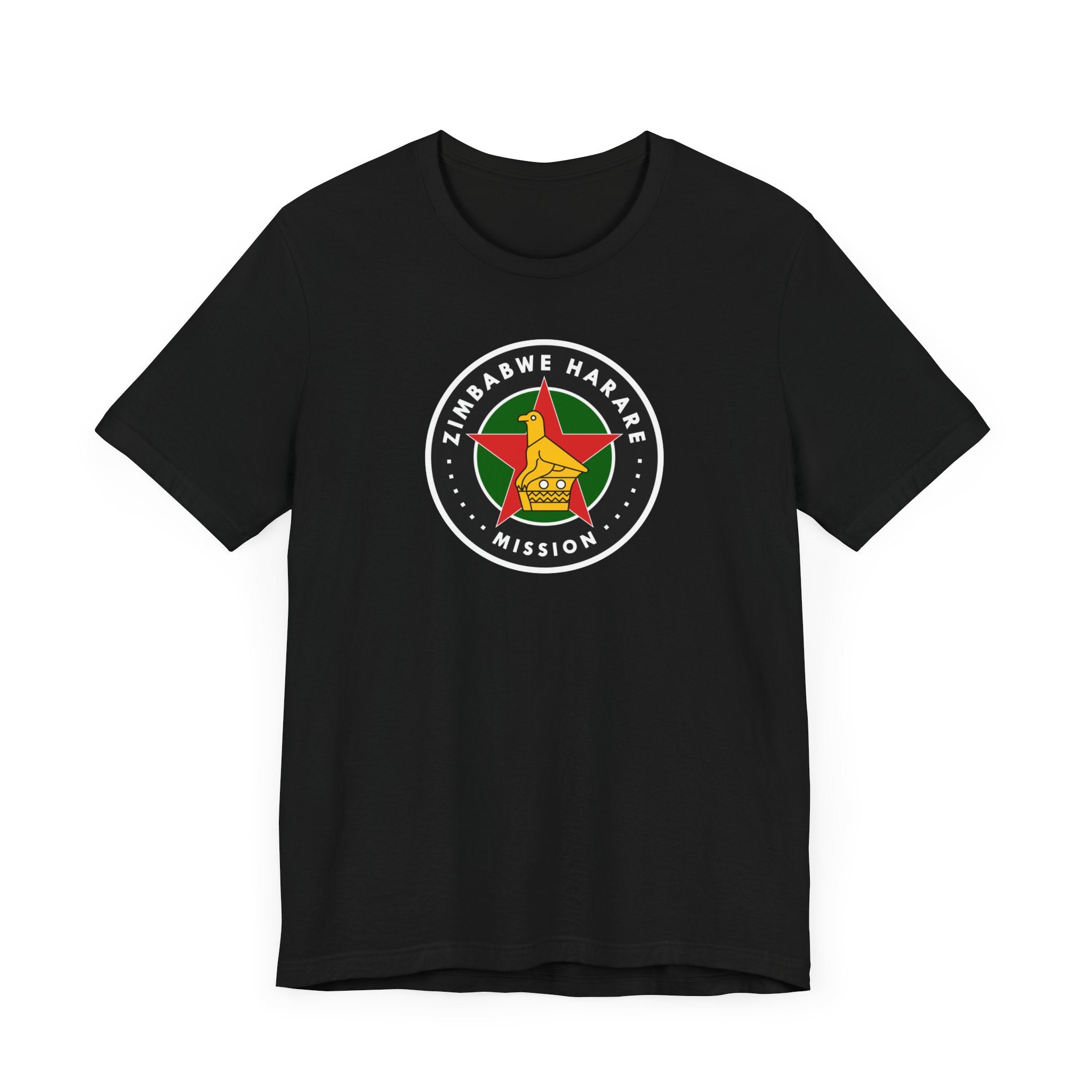Zimbabwe Harare Mission Flag Logo (Black Border) T-shirt - Mission Wishlist - LDS Missionary Gift Store