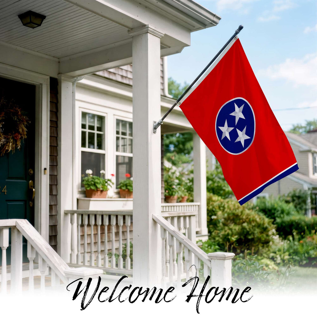 G128 Tennessee TN State Flag | 2x3 Ft | StormFlyer Series Embroidered 220GSM Spun Polyester | Embroidered Design, Indoor/Outdoor, Brass Grommets, Heavy Duty, All Weather