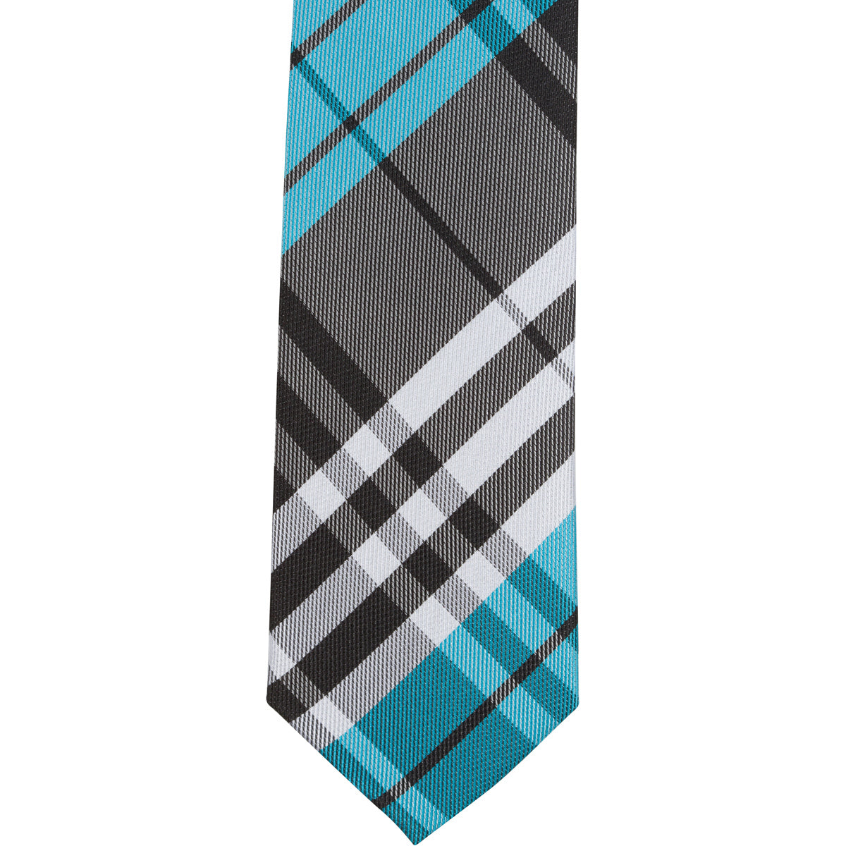 ST4 - Aqua/Black/White Plaid - Skinny Width