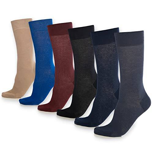 Men's Cotton Crew Socks 6-Pack, Solid Dark Tones