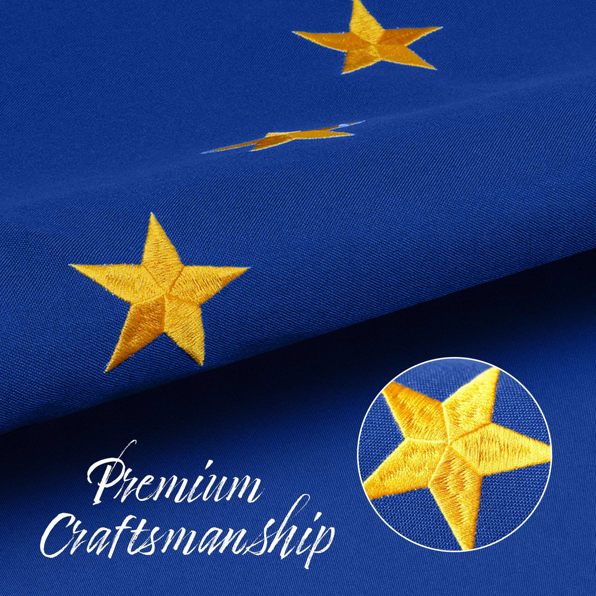G128 Alaska State Flag | 2.5x4 Ft | StormFlyer Series Embroidered 220GSM Spun Polyester | Embroidered Design, Indoor/Outdoor, Brass Grommets, Heavy Duty, All Weather
