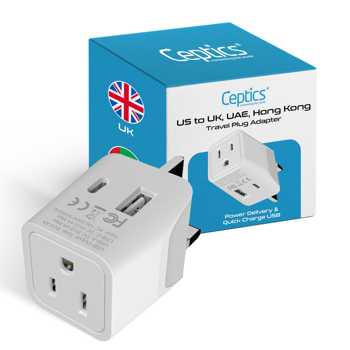 UK, England Travel Adapter - Type G - Dual USB (CTU-7)