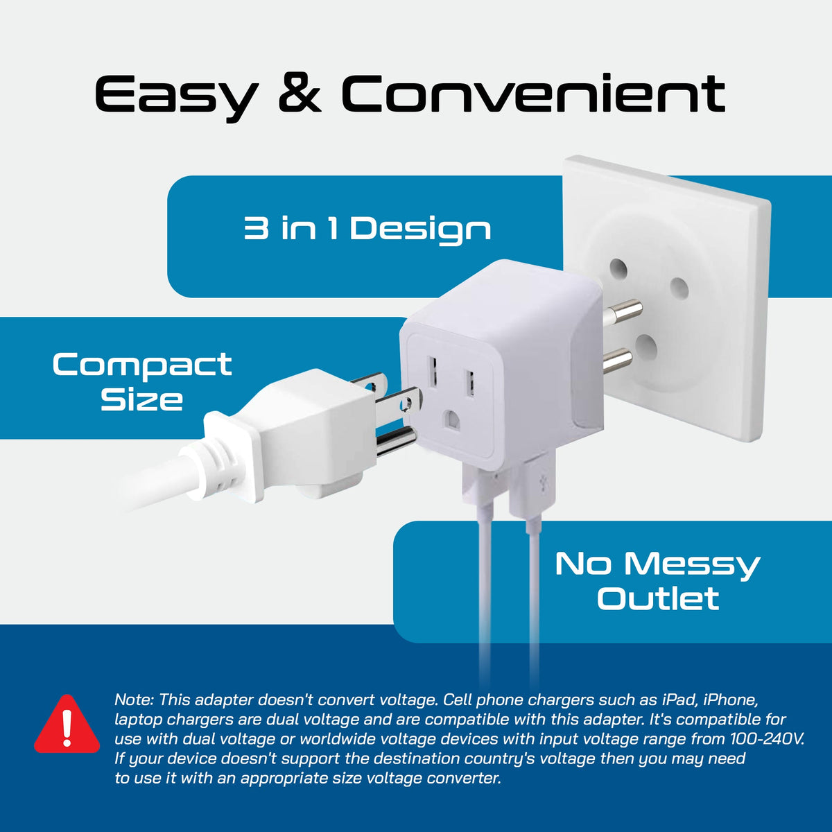 Thailand Travel Adapter - Type O - USB-A + USB-C (CTU-18)