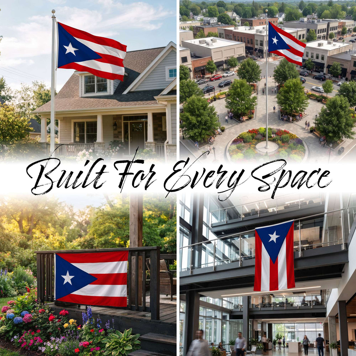 G128 Puerto Rico Puerto Rican Flag | 2x3 Ft | StormFlyer Series Embroidered 220GSM Spun Polyester | Embroidered Design, Indoor/Outdoor, Brass Grommets, Heavy Duty, All Weather