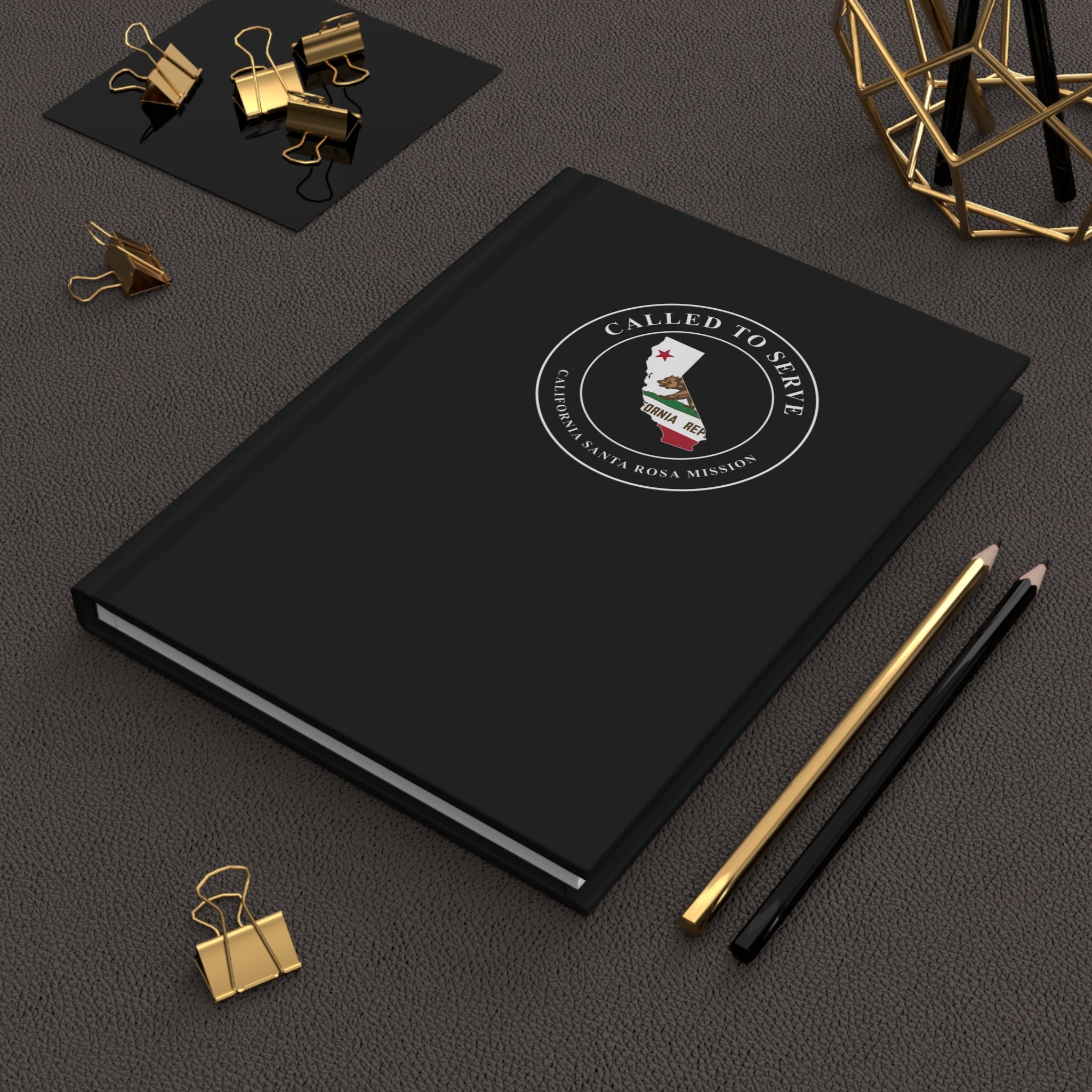 California Santa Rosa Mission Flag Map Called to Serve Black Hardcover Journal Matte
