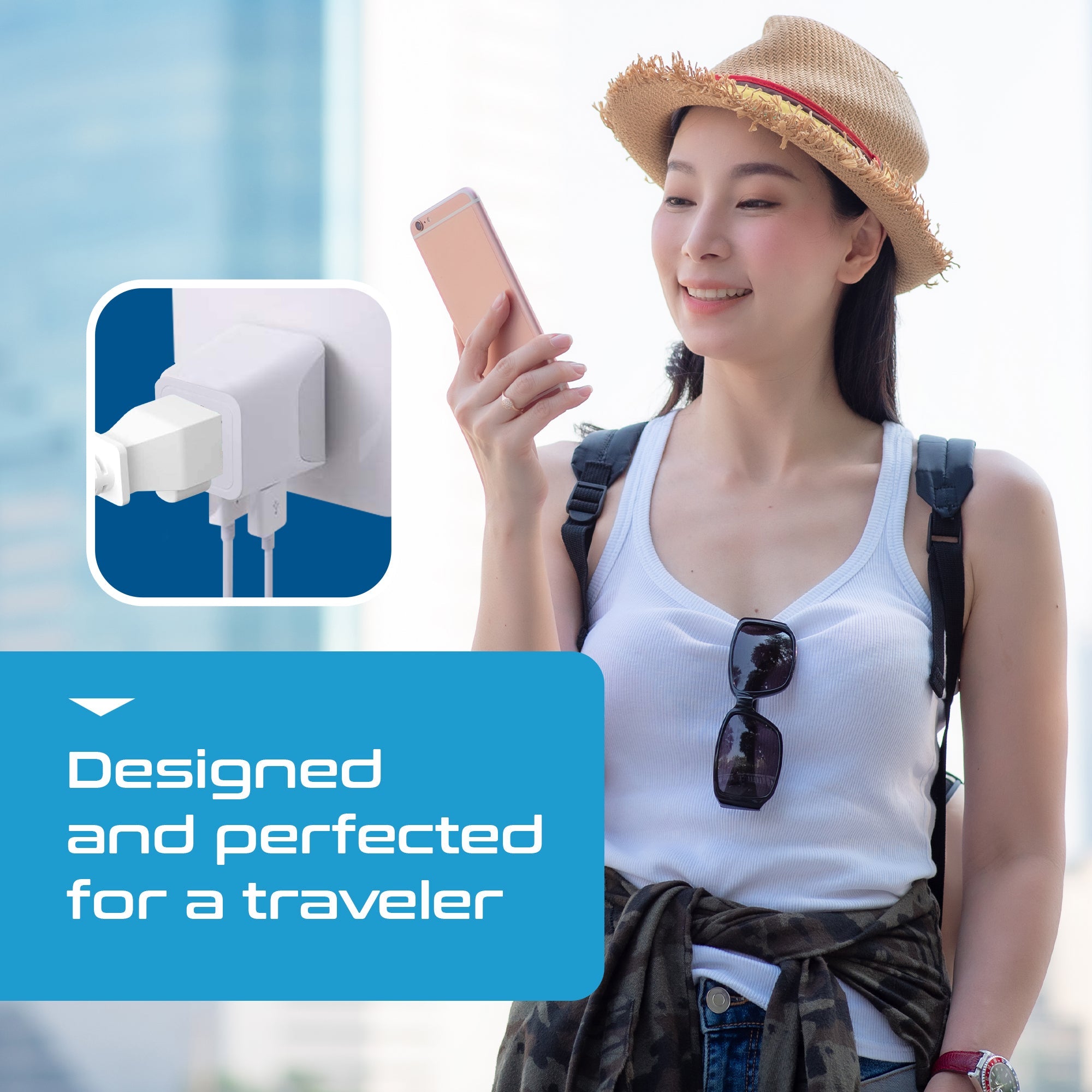 Thailand Travel Adapter - Type O - USB-A + USB-C (CTU-18)