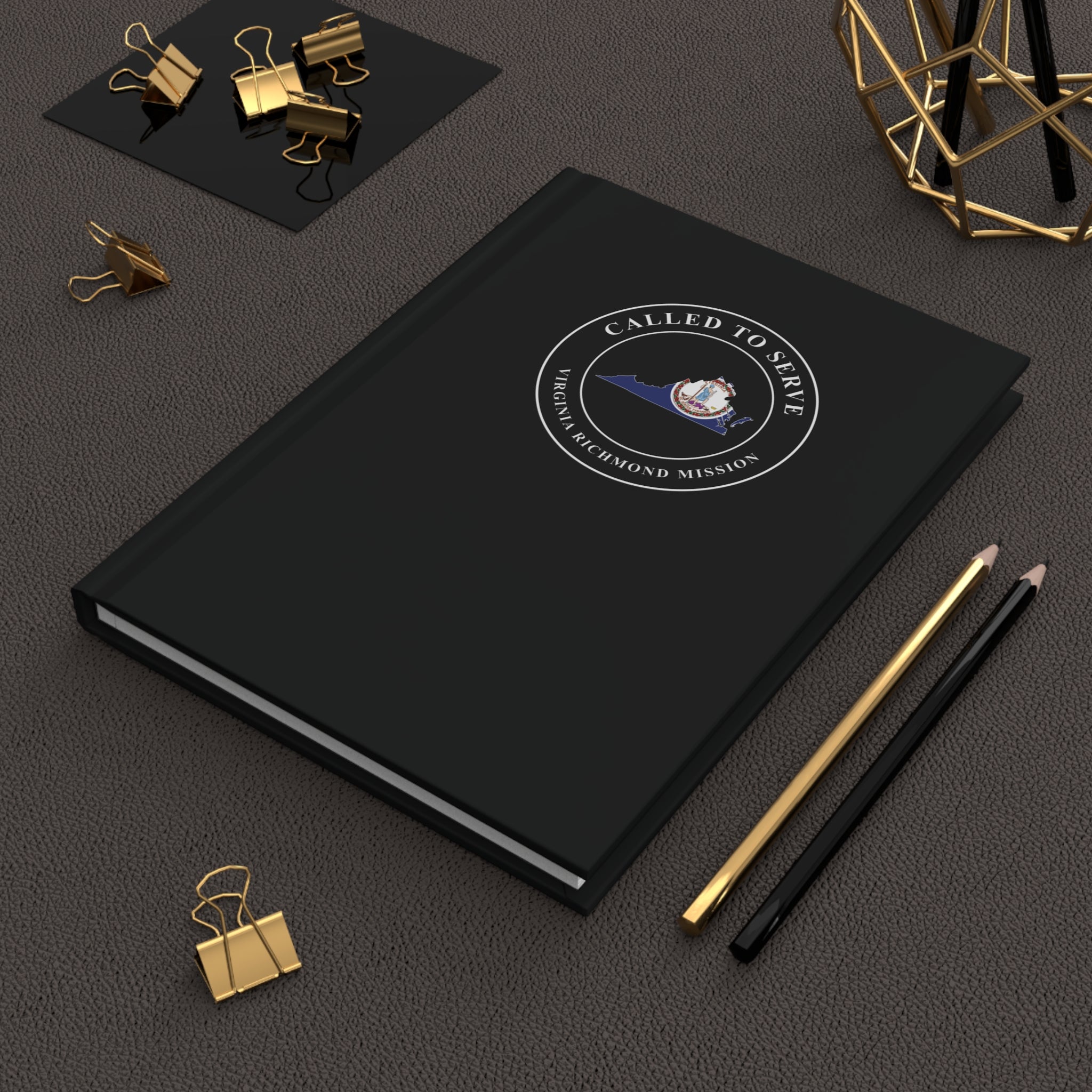 Virginia Richmond Mission Flag Map Called to Serve Black Hardcover Journal Matte