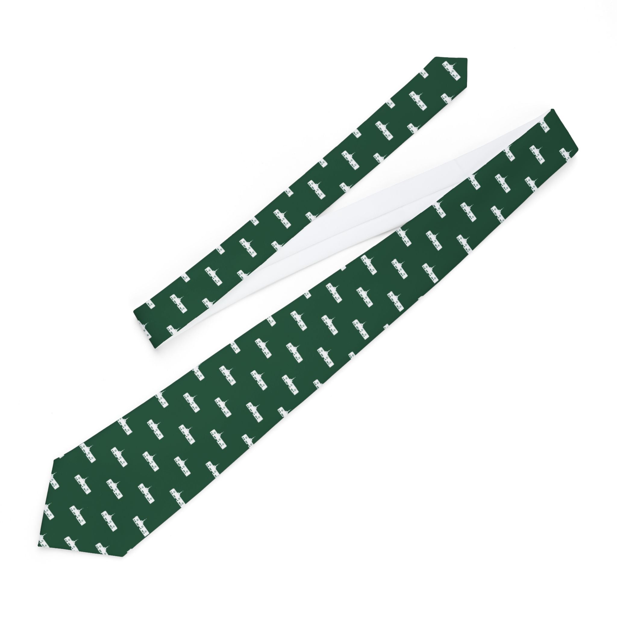 Fukuoka Japan Temple Patterned Neck Tie for Elders (Green)