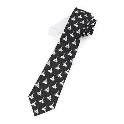 Vancouver British Columbia Temple Patterned Neck Tie for Elders (Black)