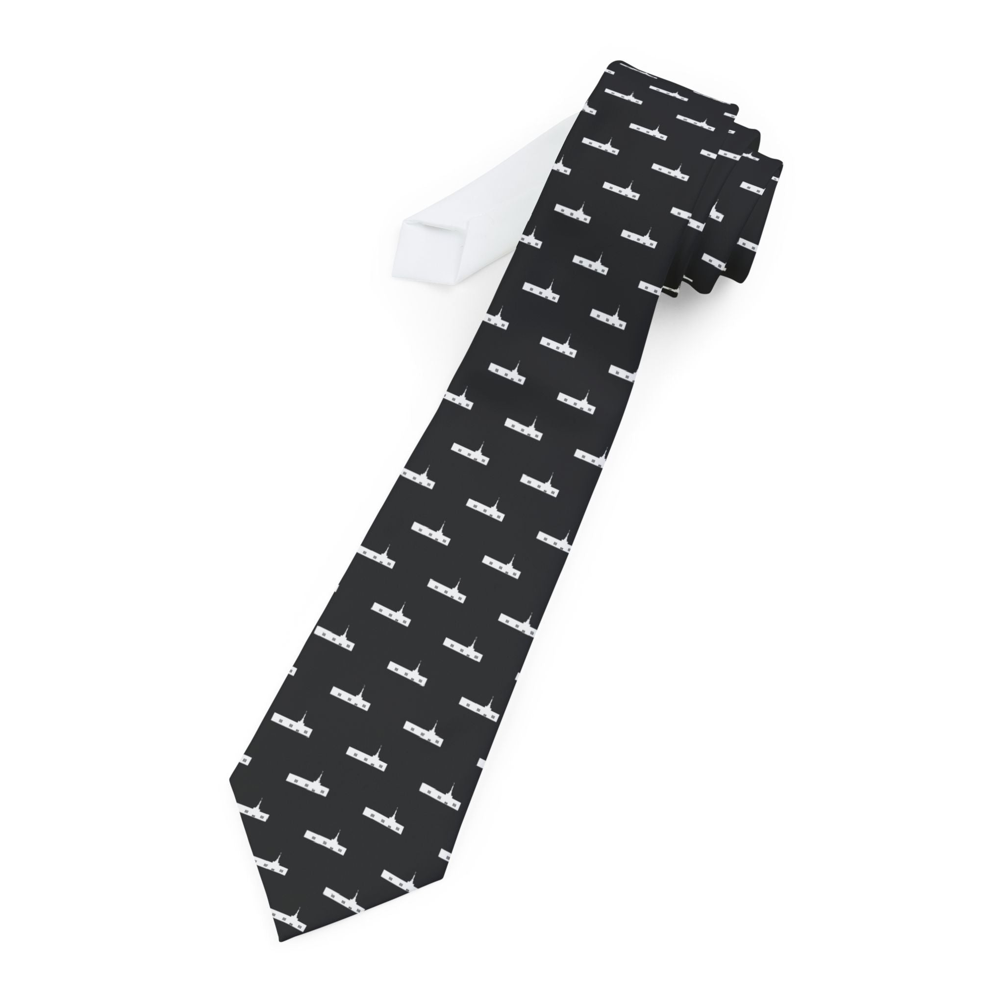Medford Oregon Temple Patterned Necktie for Elders (Black)