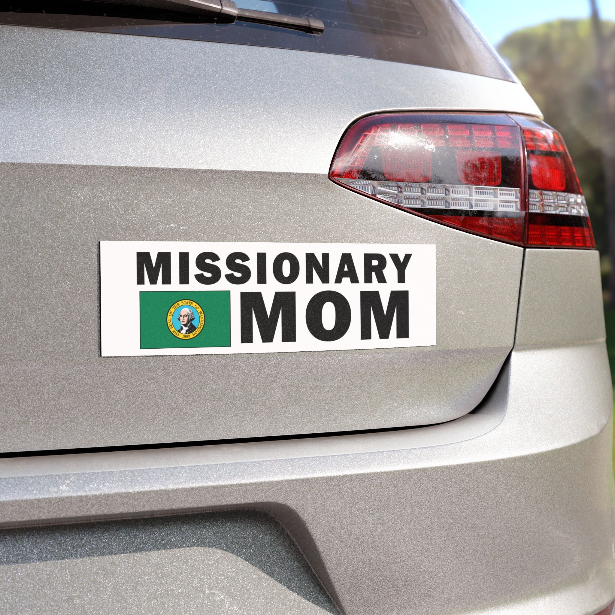 Missionary MOM Flag of Washington Magnetic Bumper Sticker