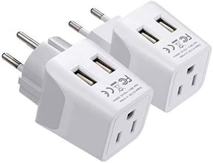 Israel, Palestine Adapter Plug Combo- Type H, C | Dual USB - Israeli Combo (CTU-9C-14)
