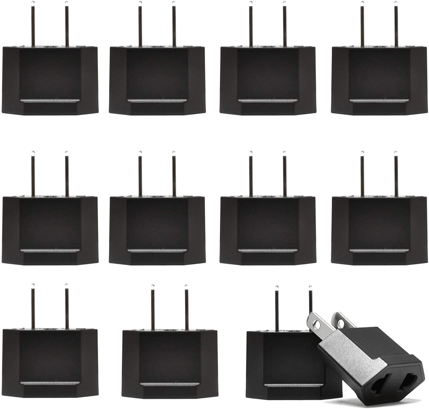Europe Asia to USA Plug Adapter - Non-Grounded (UP-6US-12US)