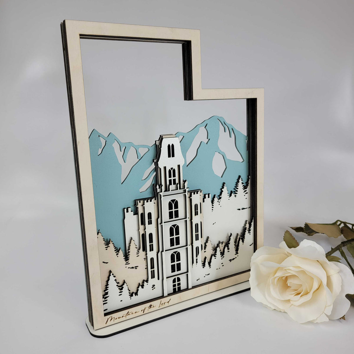 Manti Utah Temple LDS Customized Temple State Sign, Laser cut and fully assembled