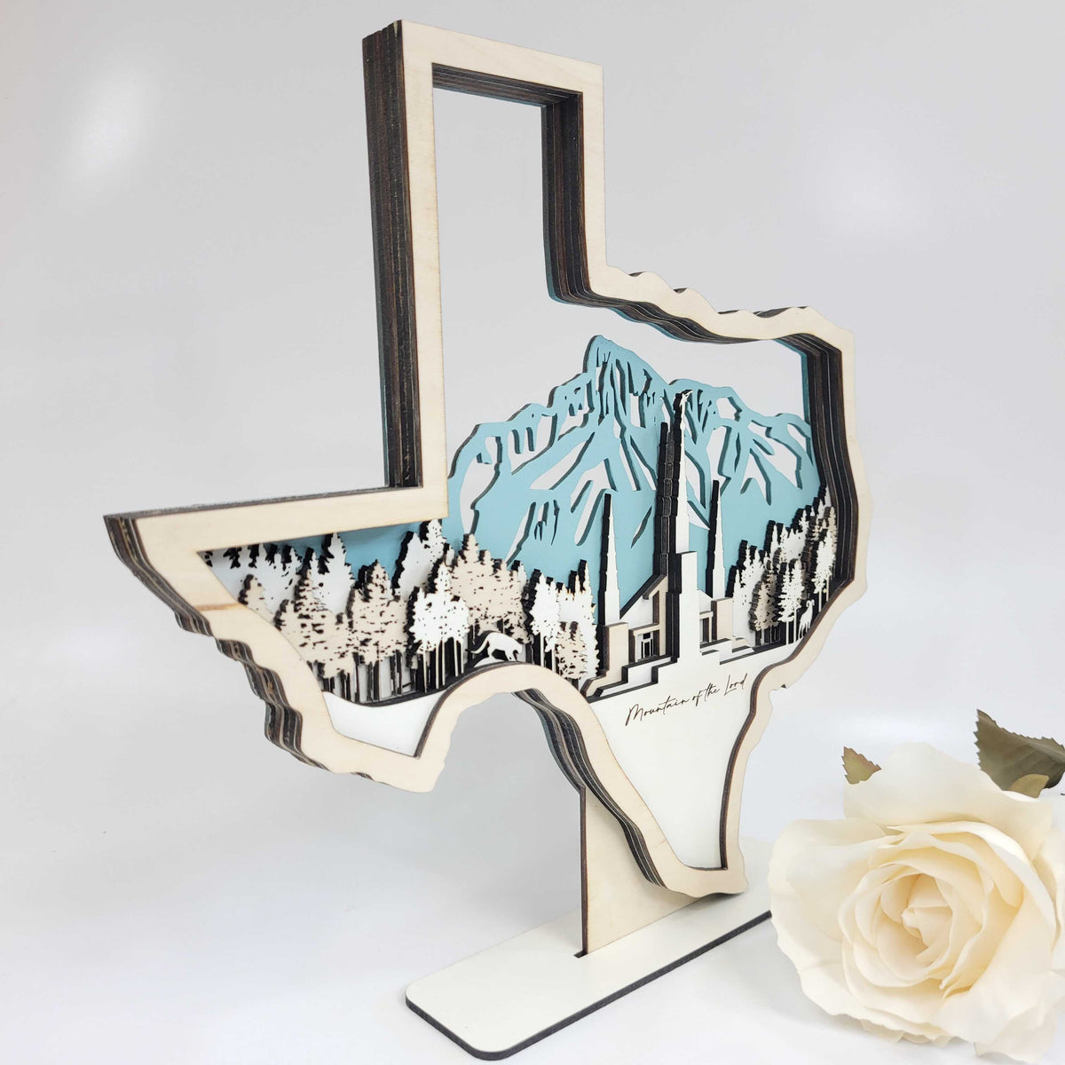 Dallas Texas Temple LDS Customized Temple State Sign, Laser cut and fully assembled