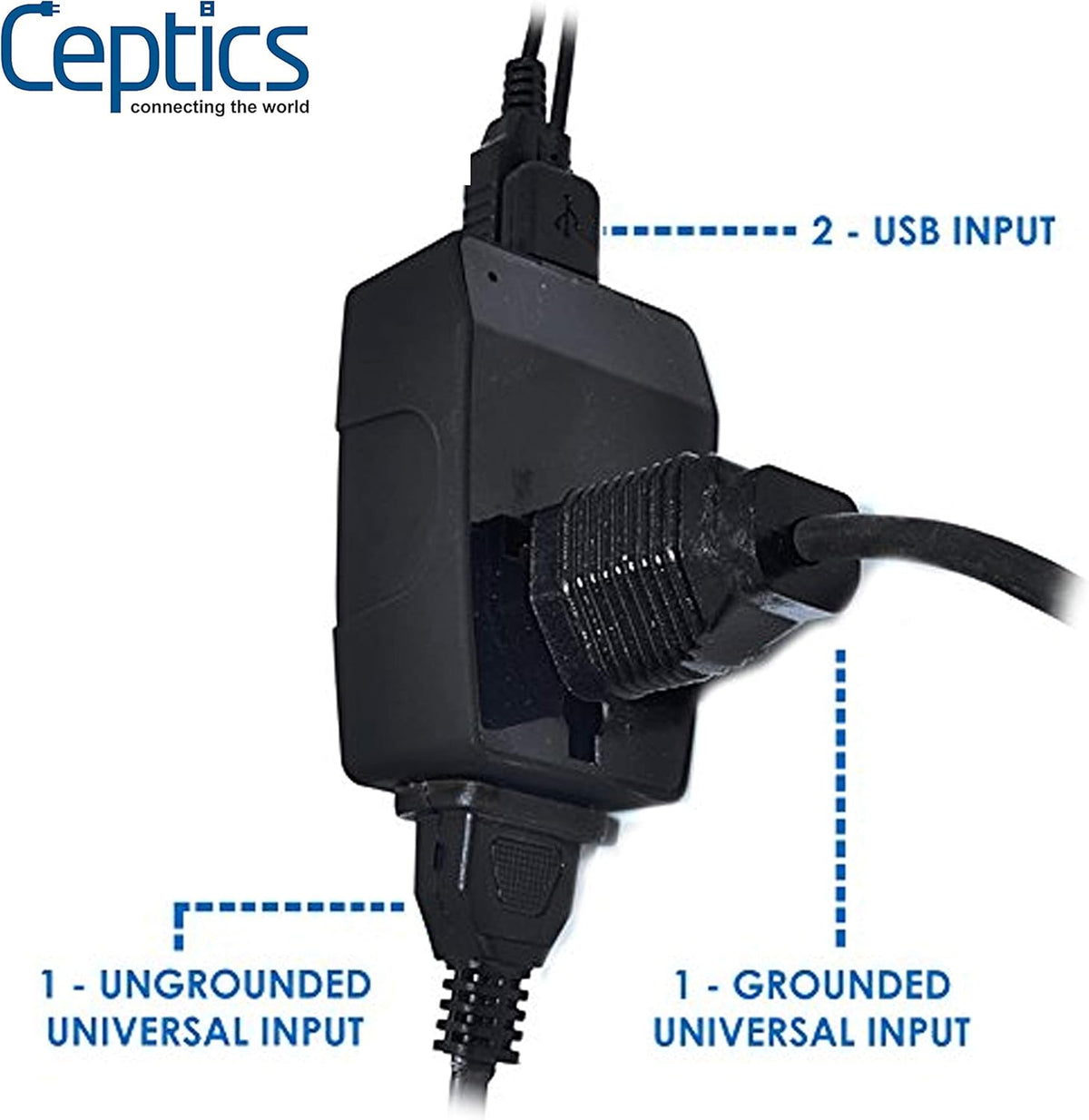 UK, England Travel Adapter - Type G - 4 in 1 - 2 USB Ports (GP4-7)