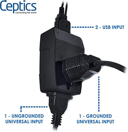 Switzerland Travel Adapter - Type J - 4 in 1 - 2 USB Ports (GP4-11A)