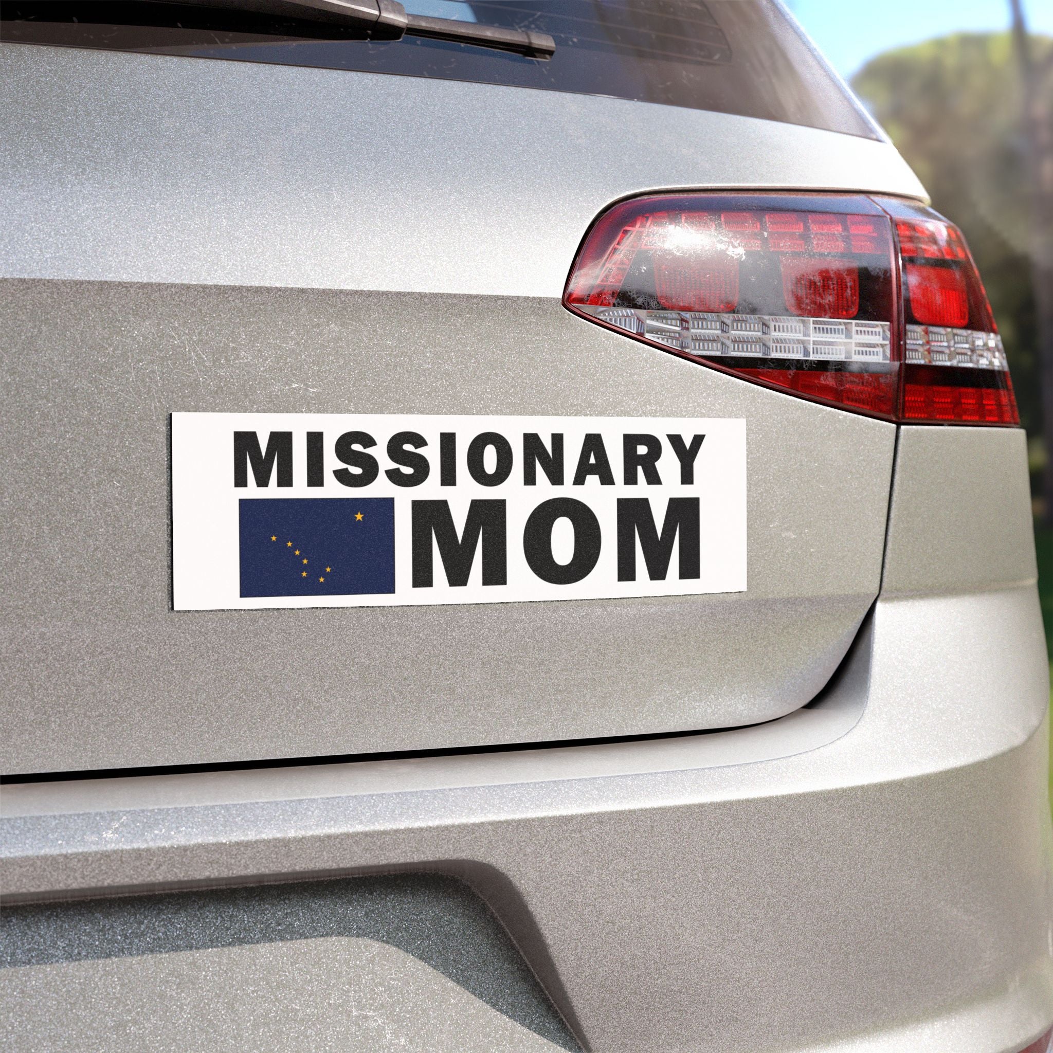 Missionary MOM Flag of Alaska Magnetic Bumper Sticker
