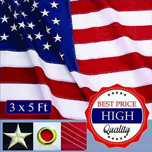 MULTI PACK: American Flag 210D Embroidered Polyester 3x5 Ft  - 100 PACK