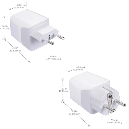 Europe Travel Adapter Plug Combo - Type C, E/F | Dual USB – European Combo (CTU-9-9C)