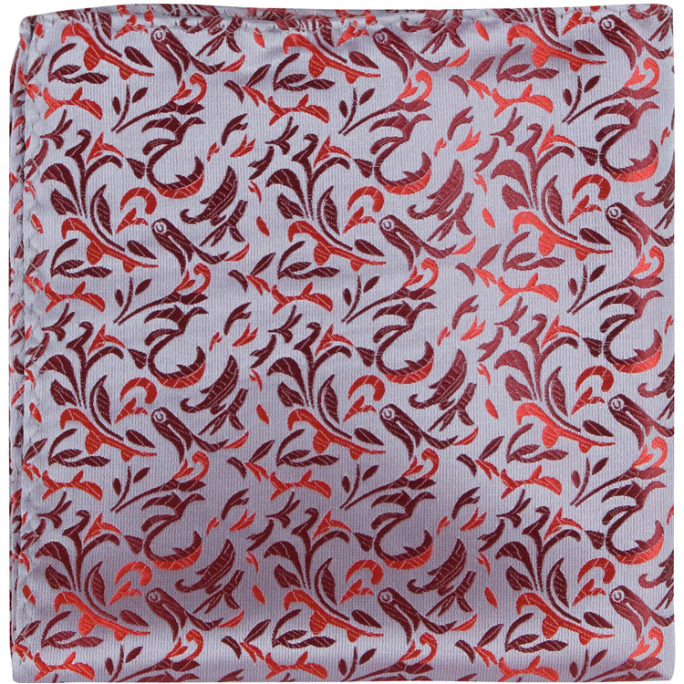 R3 PS - Silver with Multi Red Vine - Matching Pocket Square