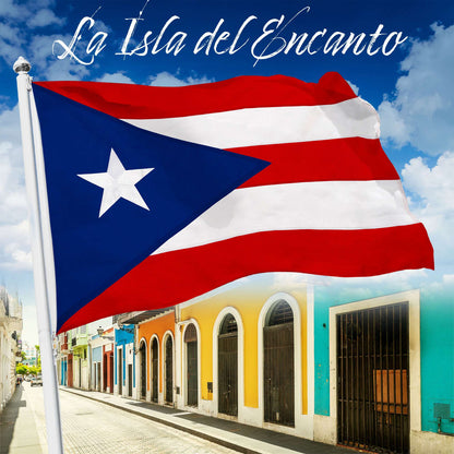 G128 Puerto Rico Puerto Rican Flag | 4x6 Ft | StormFlyer Series Embroidered 220GSM Spun Polyester | Embroidered Design, Indoor/Outdoor, Brass Grommets, Heavy Duty, All Weather