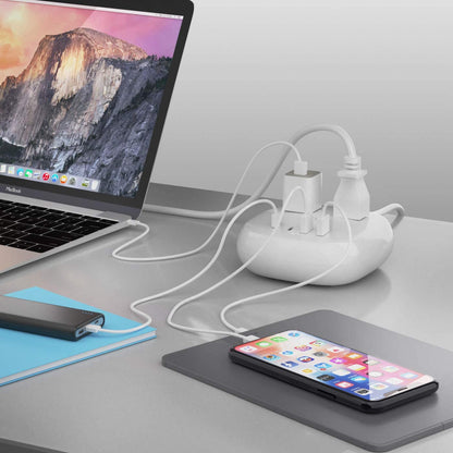 65W USB Power Strip with Dual USB + USB-C, 2 USA Input - Surge Protection (PS-2B4U-65W)