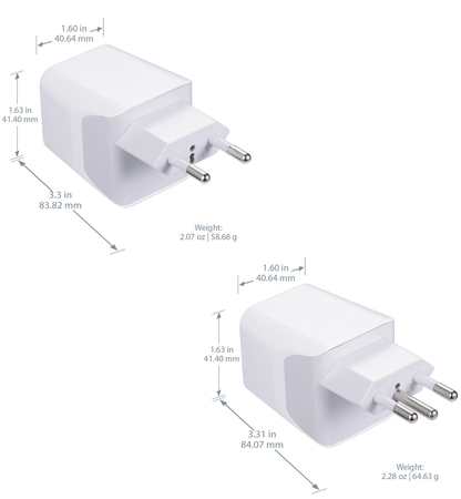 Brazil Travel Adapter Plug Combo - Type C, N | Dual USB - Brazilian Combo (CTU-9C-11C)