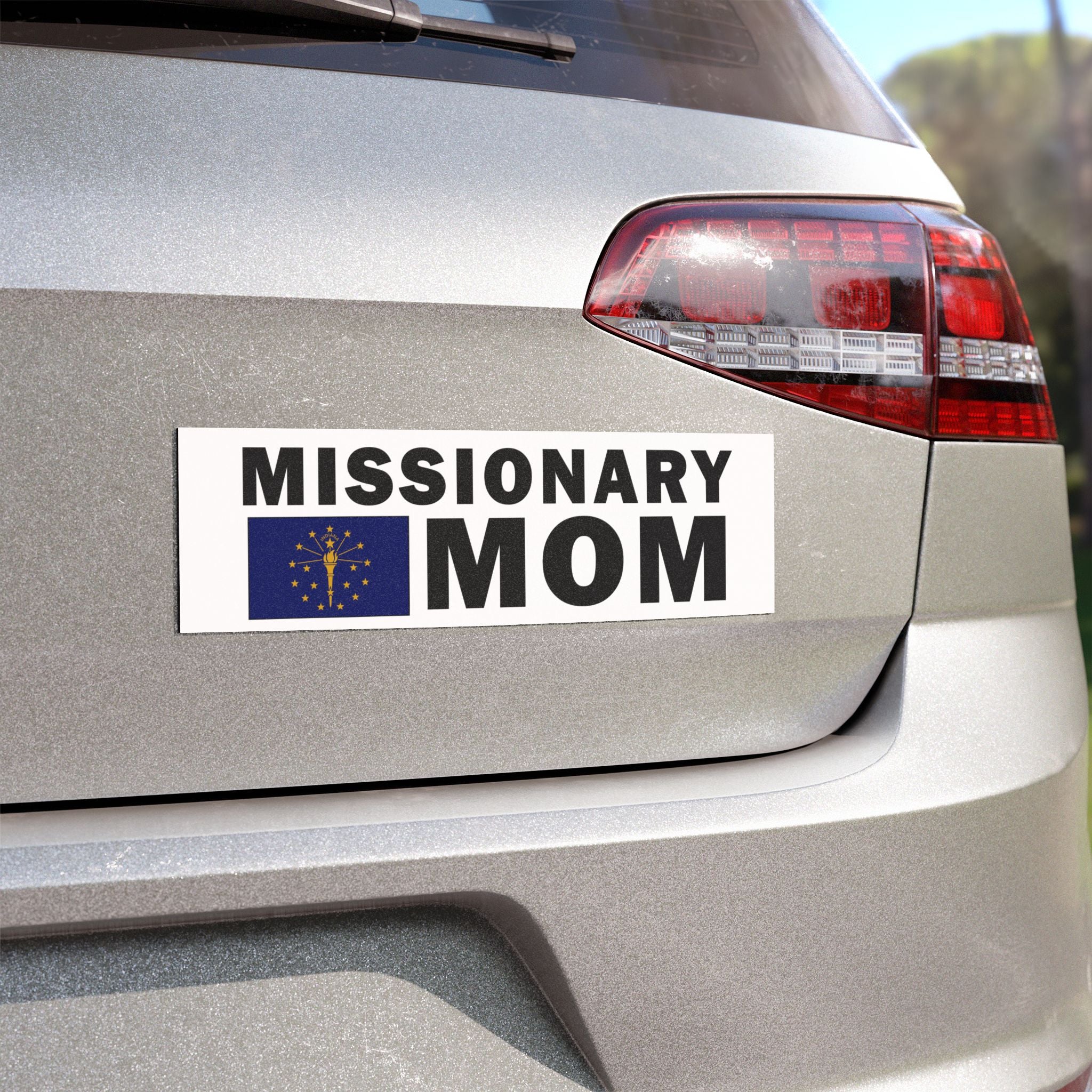 Missionary MOM Flag of Indiana Magnetic Bumper Sticker