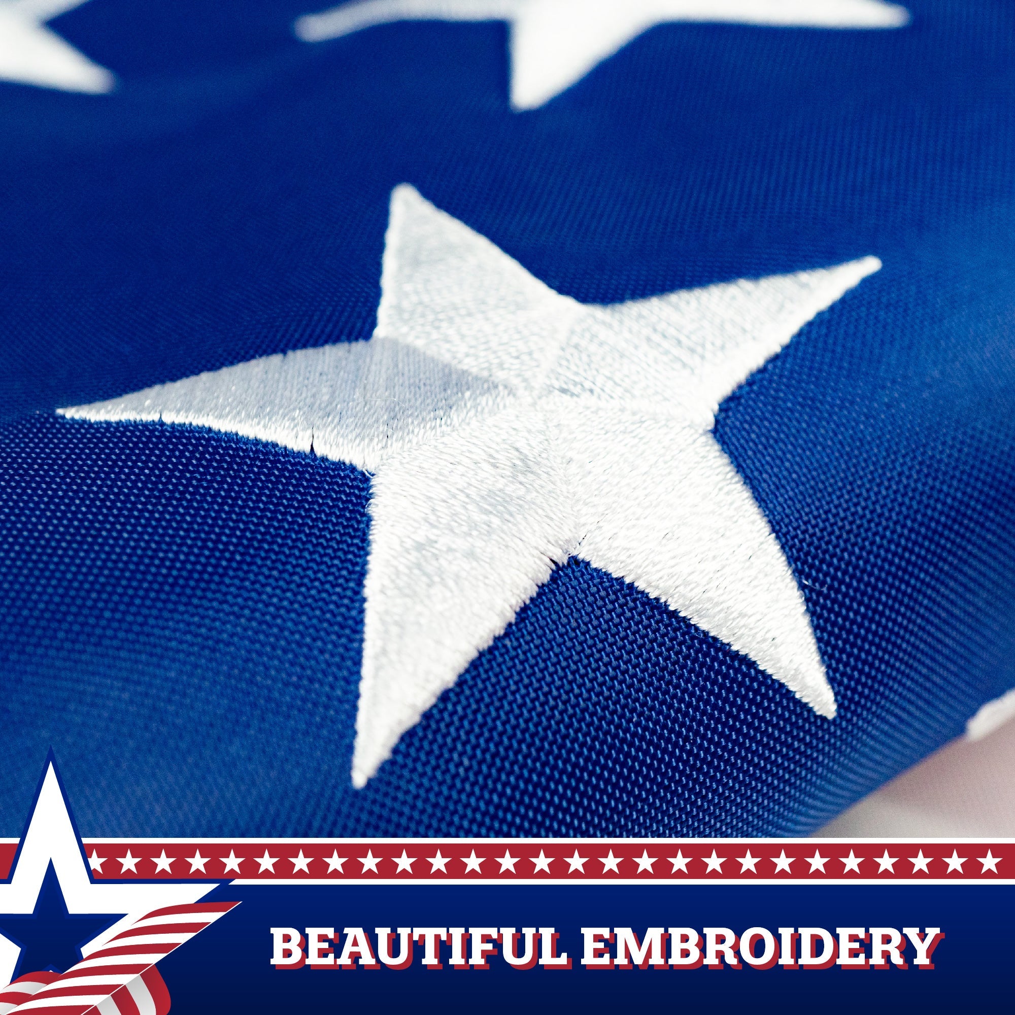 G128 American USA Pull Down Bunting Flag | 1.67x8 Ft | Embroidered Polyester