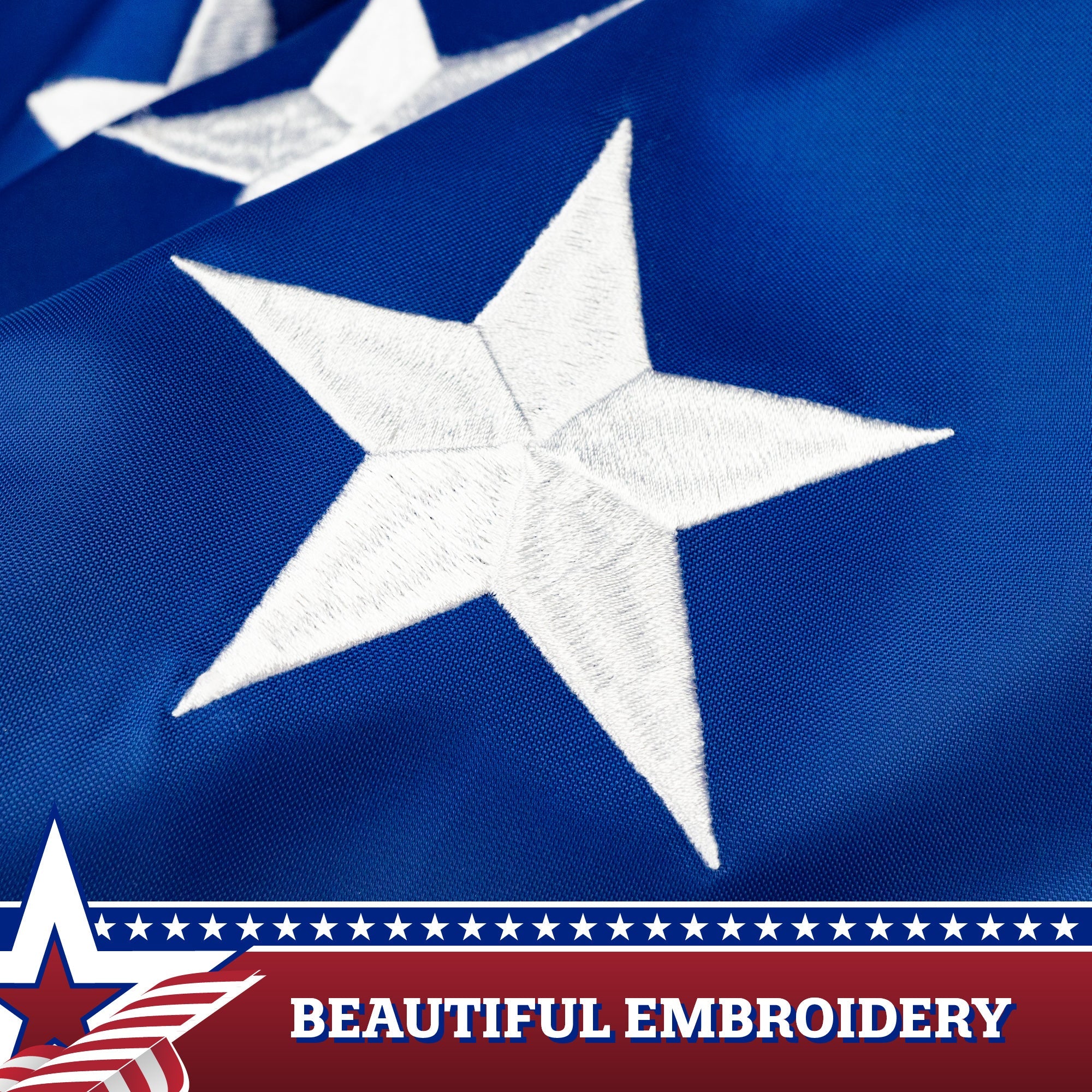USA Pleated Fan Flag Bunting Decoration 210D Embroidered Polyester 3x6 Ft