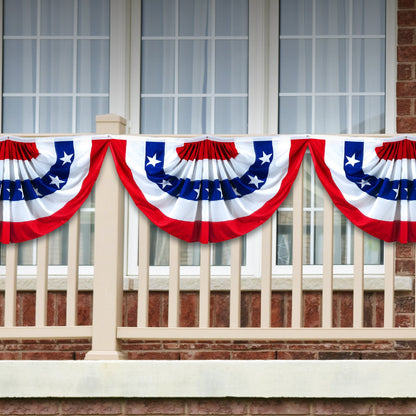 USA Pleated Fan Flag, 1.5x3 Feet American USA Bunting Decoration Flags Printed Patriotic Stars & Stripes with Canvas Header and Brass Grommets