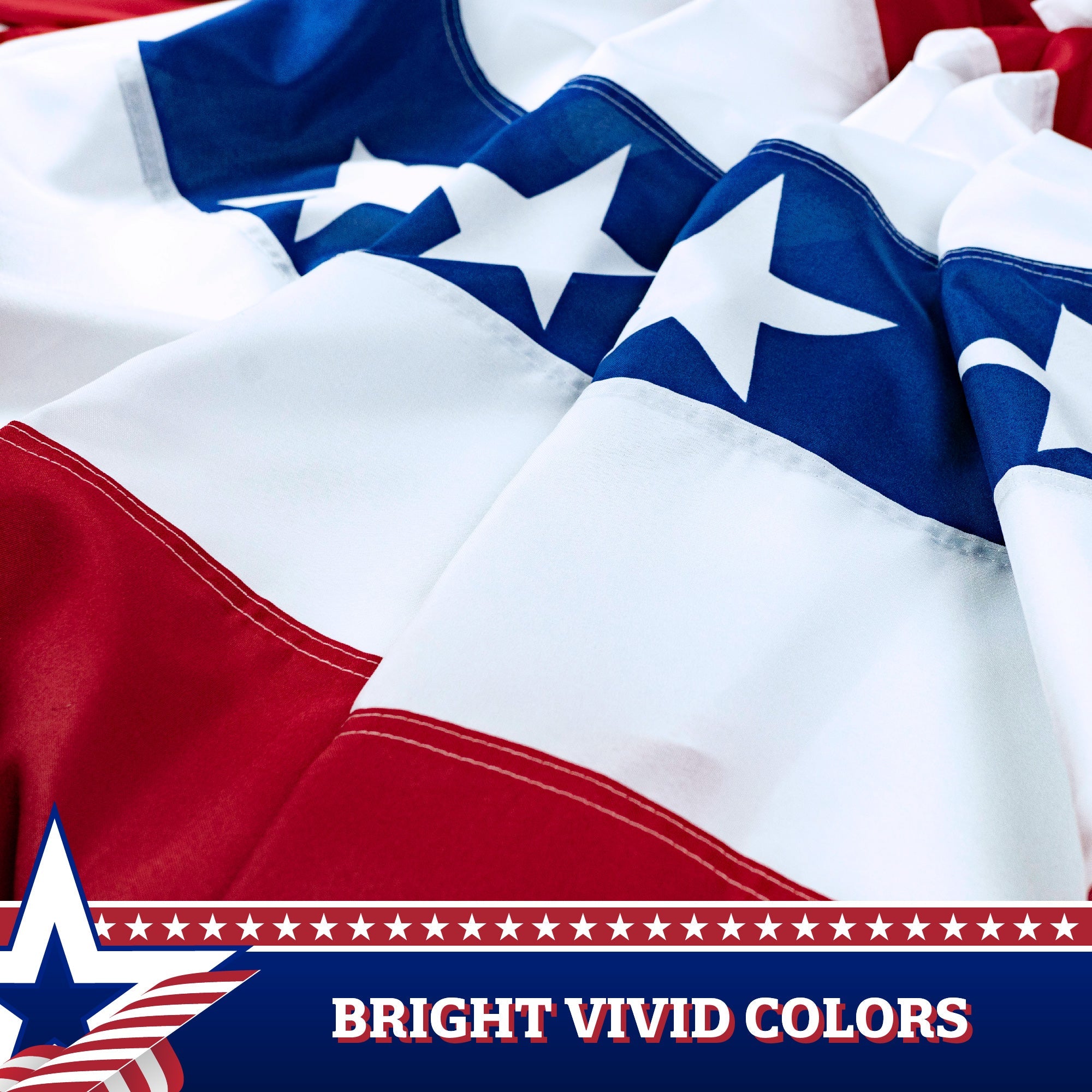 G128 - USA Pleated Fan Flag, 3x6 Feet American USA Bunting Decoration Flags Printed Patriotic Stars & Stripes with Canvas Header and Brass Grommets