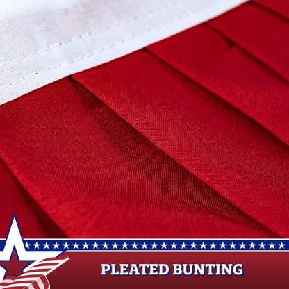 USA Pleated Fan Flag Bunting Decoration 210D Embroidered Polyester 3x6 Ft