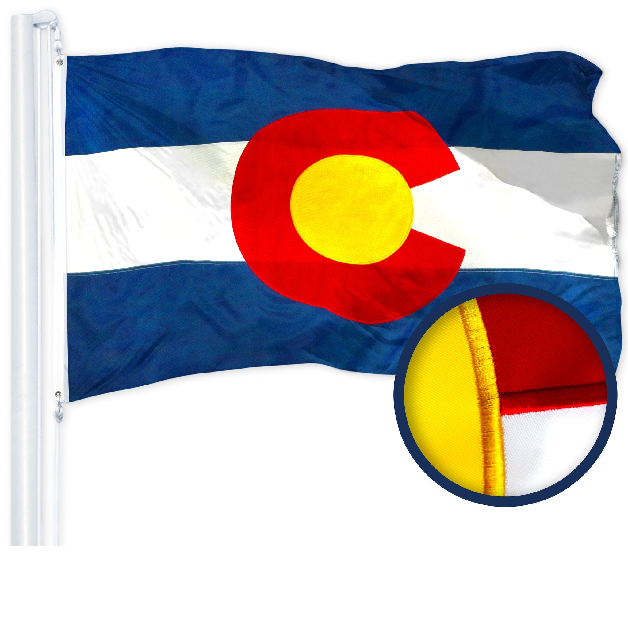G128 Colorado State Flag | 4x6 Ft | ToughWeave Series Embroidered 300D Polyester | Embroidered Design, Indoor/Outdoor, Brass Grommets