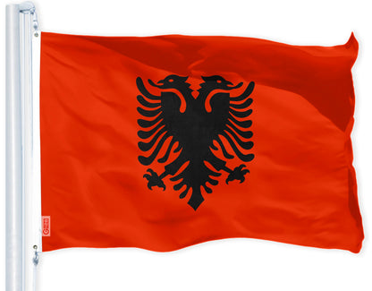 Albania (Albanian) Flag | 3x5 feet | Printed 150D Indoor/Outdoor, Vibrant Colors, Brass Grommets, Quality Polyester, Much Thicker More Durable Than 100D 75D Polyester
