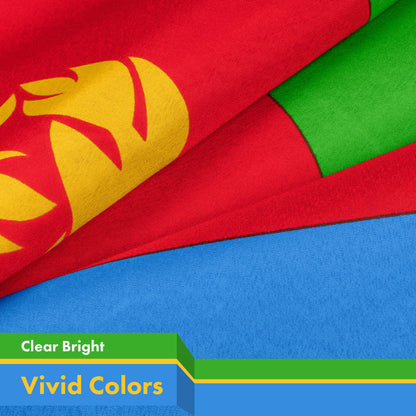 Eritrea (Eritrean) Flag | 3x5 feet | Printed 150D Indoor/Outdoor, Vibrant Colors, Brass Grommets, Quality Polyester, Much Thicker More Durable Than 100D 75D Polyester