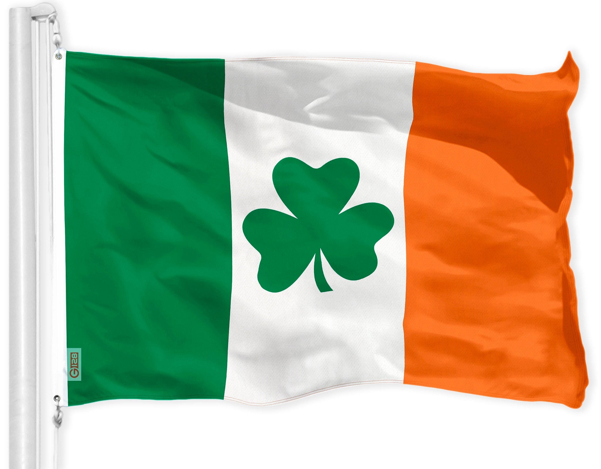 G128 Ireland Irish Shamrock Flag | 4x6 Ft | LiteWeave Pro Series Printed 150D Polyester | Indoor/Outdoor, Vibrant Colors, Brass Grommets, Thicker and More Durable Than 100D 75D Polyester