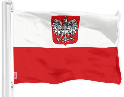 G128 Poland ENSIGN Flag | 3x5 feet | Printed 150D, Indoor/Outdoor, Vibrant Colors, Brass Grommets, Quality Polyester, Much Thicker More Durable Than 100D 75D Polyester