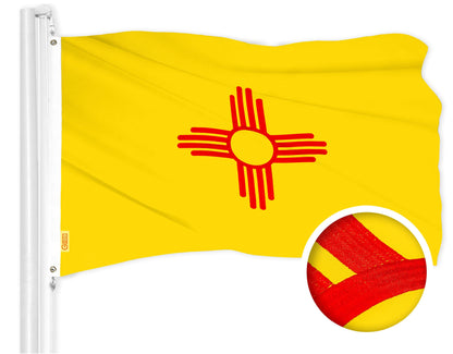 G128 New Mexico State Flag | 2x3 Ft | ToughWeave Series Embroidered 300D Polyester | Embroidered Design, Indoor/Outdoor, Brass Grommets