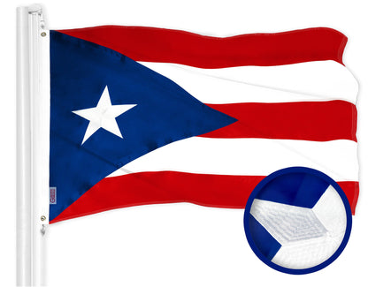 G128 Puerto Rico Puerto Rican Flag | 2.5x4 Ft | ToughWeave Series Embroidered 300D Polyester | Embroidered Design, Indoor/Outdoor, Brass Grommets