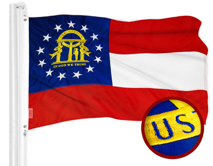 G128 Georgia State Flag | 4x6 Ft | ToughWeave Series Embroidered 300D Polyester | Embroidered Design, Indoor/Outdoor, Brass Grommets