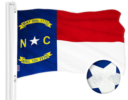 G128 North Carolina State Flag | 2.5x4 Ft | ToughWeave Series Embroidered 300D Polyester | Embroidered Design, Indoor/Outdoor, Brass Grommets