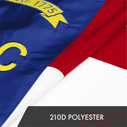G128 North Carolina State Flag | 2.5x4 Ft | ToughWeave Series Embroidered 300D Polyester | Embroidered Design, Indoor/Outdoor, Brass Grommets