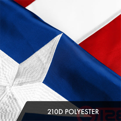 G128 Puerto Rico Puerto Rican Flag | 2x3 Ft | ToughWeave Series Embroidered 300D Polyester | Embroidered Design, Indoor/Outdoor, Brass Grommets