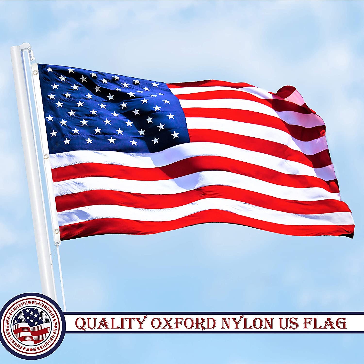 G128 American Flag Nylon Embroidered 6x10 Ft