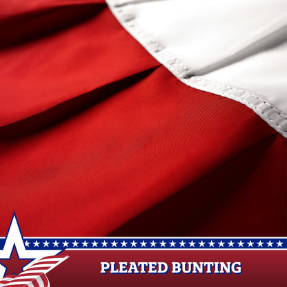 G128 USA Pleated Fan Flag 1.5x3FT Star Center Embroidered Polyester Stars and Stripes