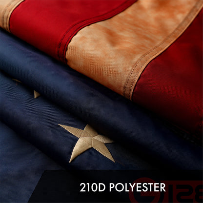 G128 Betsy Ross Tea-Stained Flag | 1x1.5 Ft | ToughWeave Pro Series Embroidered 420D Polyester | Historical Flag